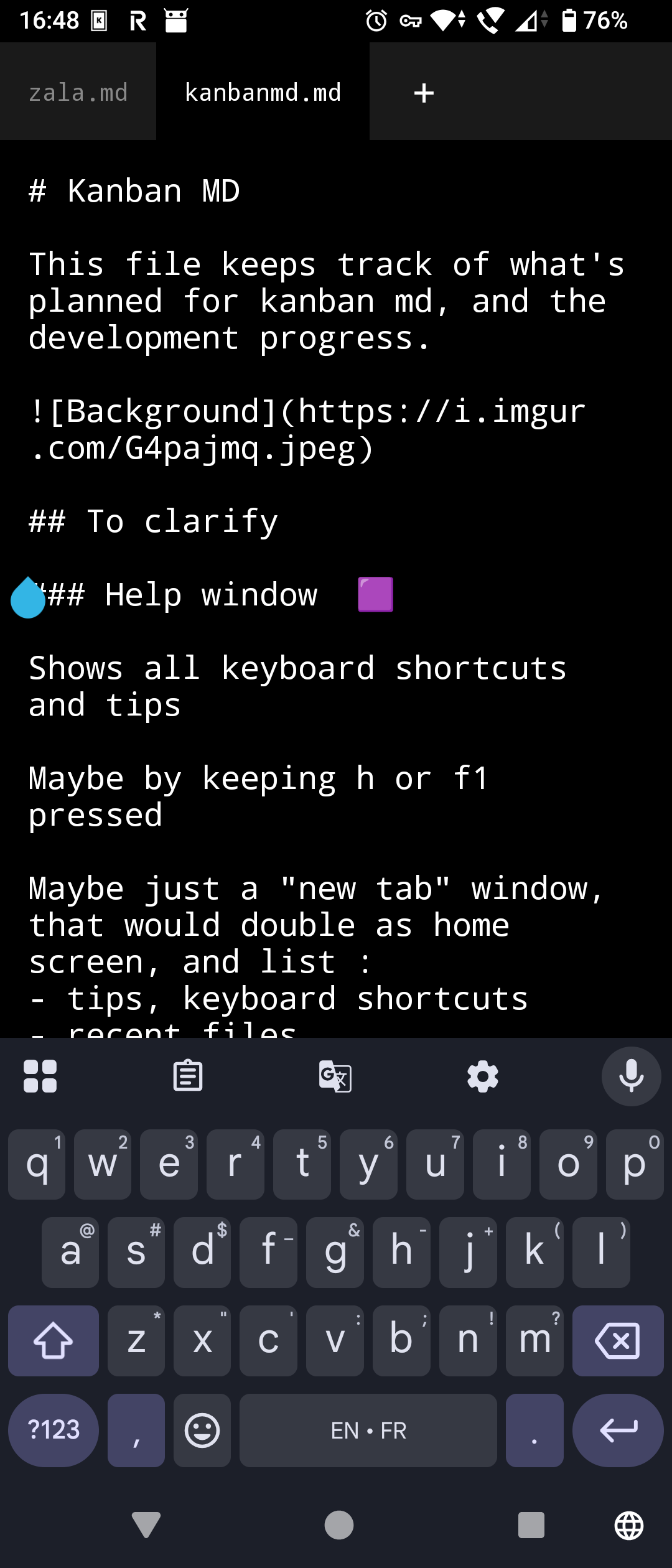 Screenshot of tabby